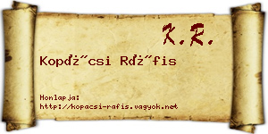 Kopácsi Ráfis névjegykártya